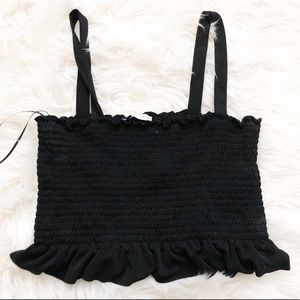 Black Scrunchie Crop Top